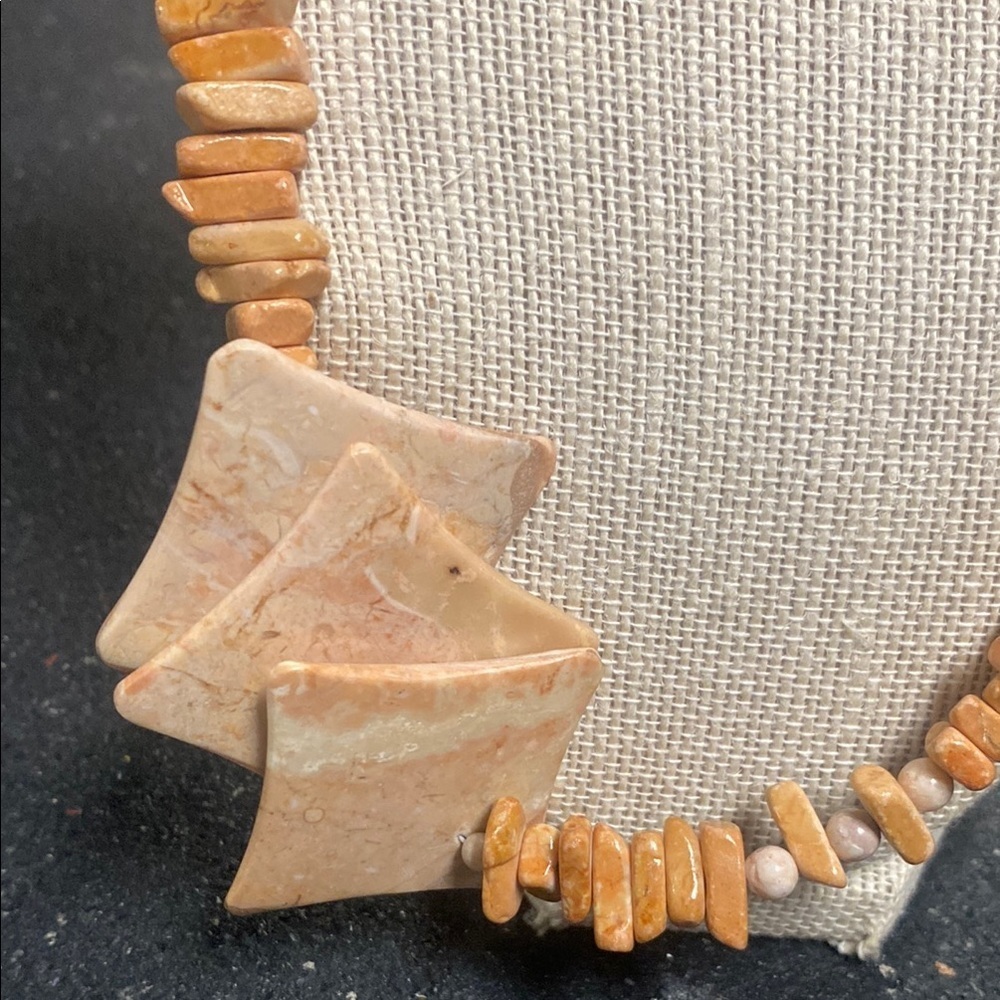Elegant Tan Stone Necklace and Earring Set - Picture 3 of 8